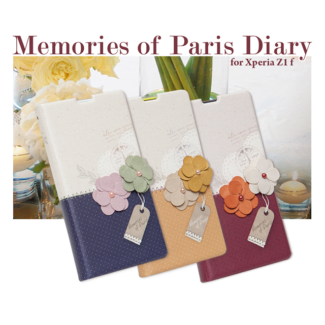 【XPERIA Z1 f ケース】Memories of Paris Diary (ワインレッド)サブ画像