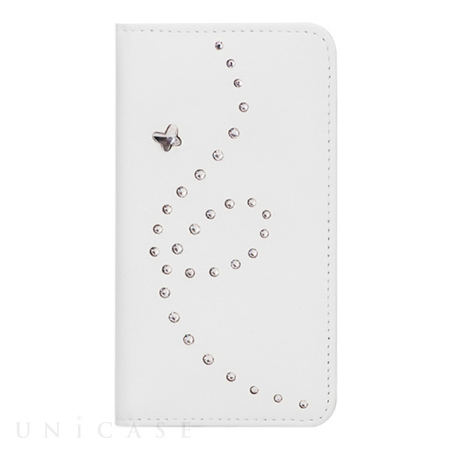 【iPhone5s/5 ケース】Ayano Mystique Flip Papillon White leather with Crystal