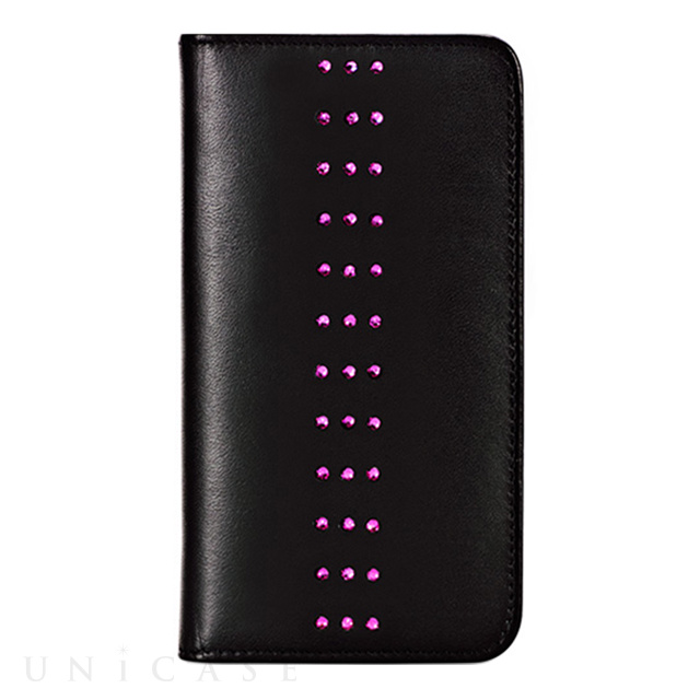 【iPhone5s/5 ケース】Ayano Mystique Flip Stripe Black leather with Fuchsia