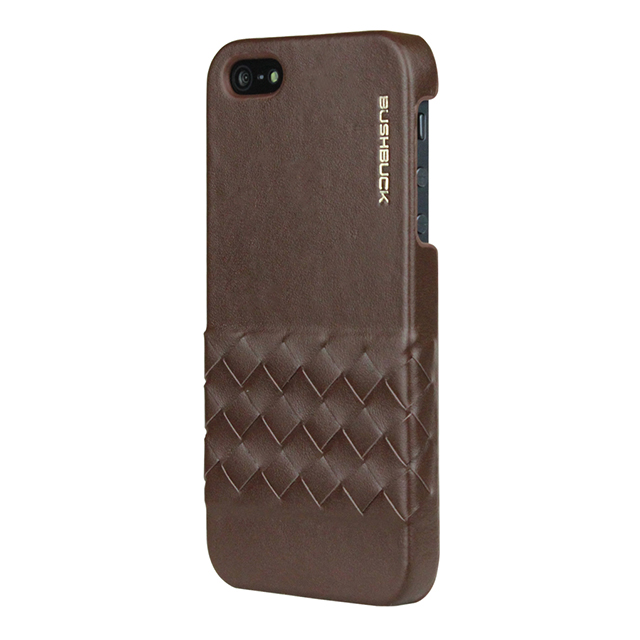 【iPhoneSE(第1世代)/5s/5 ケース】イントレチャート編み込み柄本革ケース Elegant Genuine Leather Case ブラウン IP5ETBNサブ画像