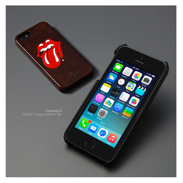 【iPhoneSE(第1世代)/5s/5 ケース】Rolling Stones Classic Tongue Leather Bar (ブラウン)サブ画像