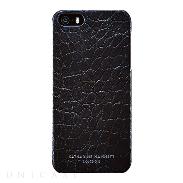 【iPhone5s/5 ケース】KATHARINE HAMNETT LONDON Leather Cover Set (Crocodile Black)