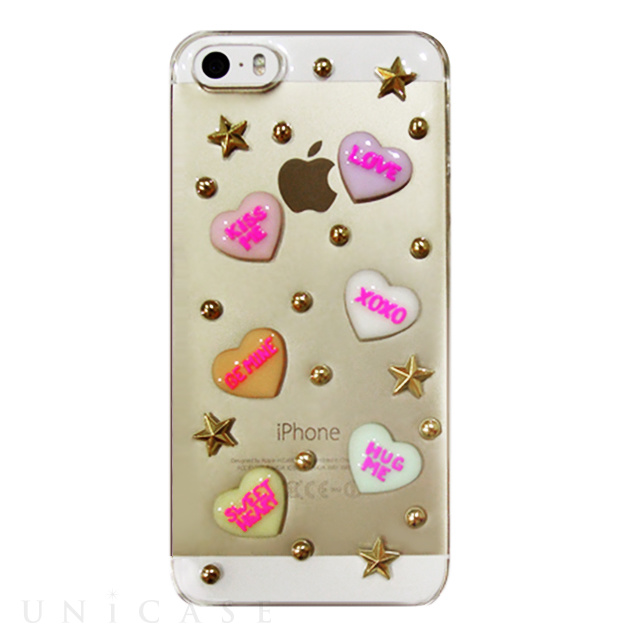 【iPhone5s/5 ケース】candy heart クリアスタッズ