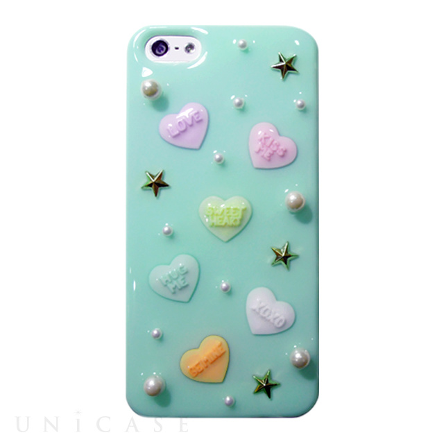 【iPhone5s/5 ケース】candy heart ミントスタッズ