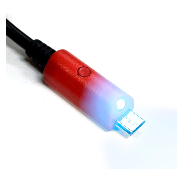 青色LEDライト付2.4A出力対応microUSB充電専用ケーブル 50cm ブラックgoods_nameサブ画像