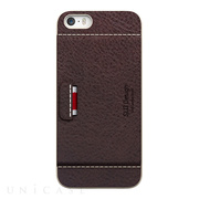 【iPhoneSE(第1世代)/5s/5 ケース】D6 Italian Minerva Box Leather Card Pocket Bar (チョコ)