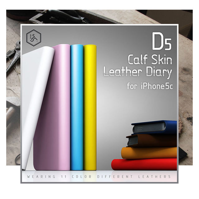 【iPhone5c ケース】D5 Calf Skin Leather Diary (ベイビーピンク)サブ画像