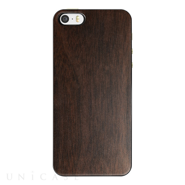 【iPhoneSE(第1世代)/5s/5 ケース】IC-COVER Slim Wood (木目調ウォールナット)