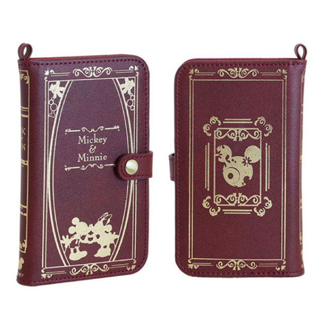 【マルチ スマホケース】ディズニーキャラクター/Old Book Case for スマートフォン(ミッキー＆ミニー/バーガンディ)goods_nameサブ画像