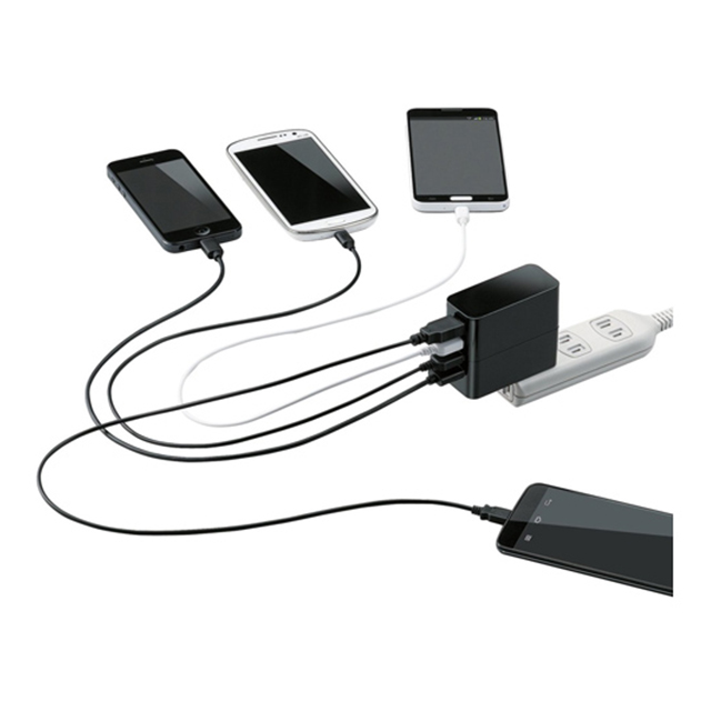 スマートフォン・タブレット用USB充電器(4ポート) ブラックgoods_nameサブ画像