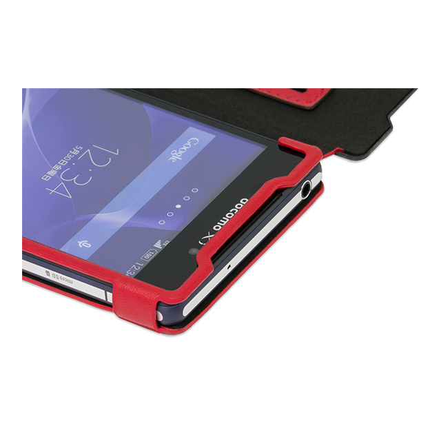 【XPERIA Z2 ケース】Carbon ＆ Leather Case for Xperia Z2 Signal Redサブ画像