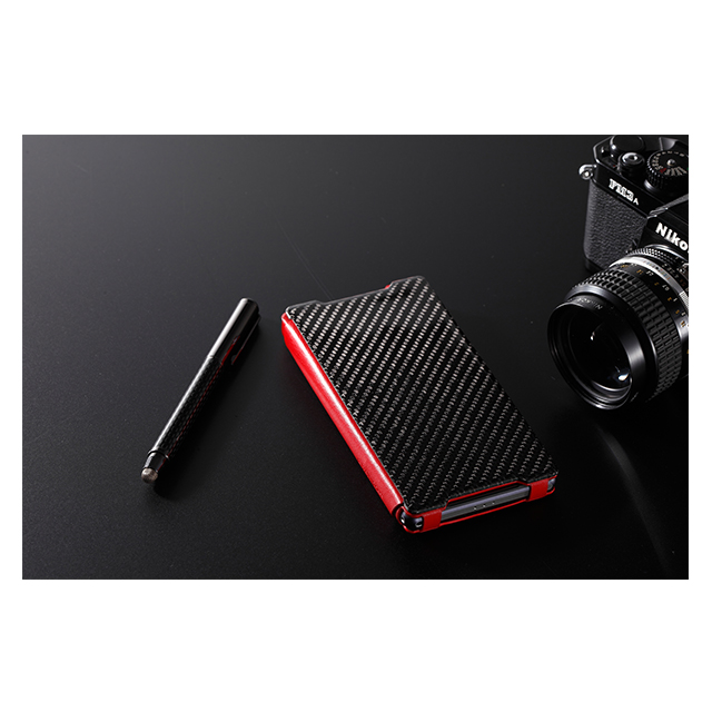 【XPERIA Z2 ケース】Carbon ＆ Leather Case for Xperia Z2 Signal Redサブ画像