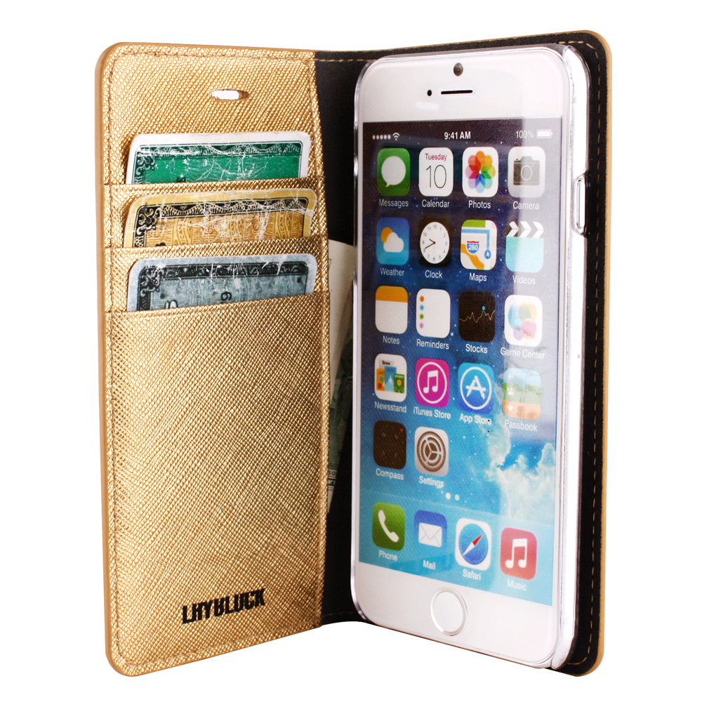 【iPhone6s/6 ケース】Saffiano Flip Case (ゴールド)サブ画像