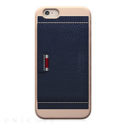 【iPhone6 ケース】D6 Italian Minerva Box Leather Card Pocket Bar (ネイビー)