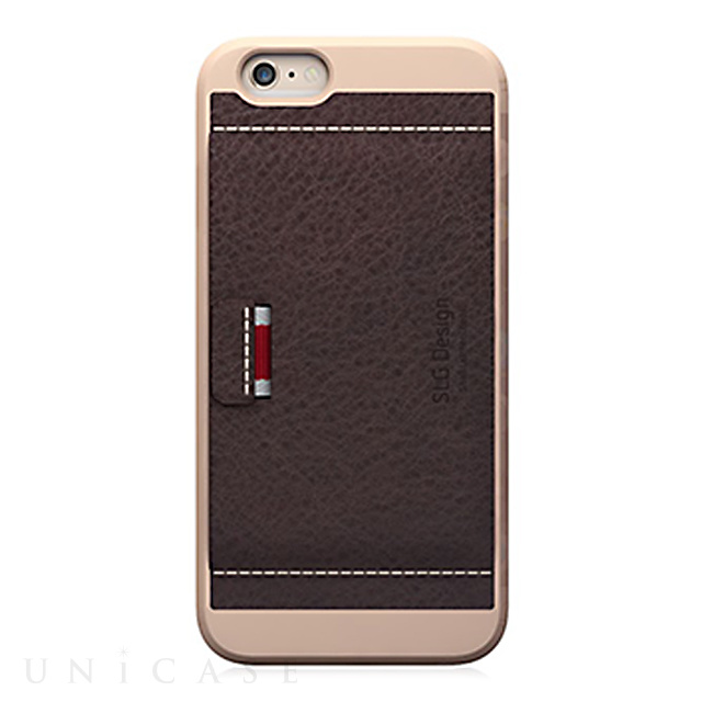 【iPhone6 ケース】D6 Italian Minerva Box Leather Card Pocket Bar (チョコ)