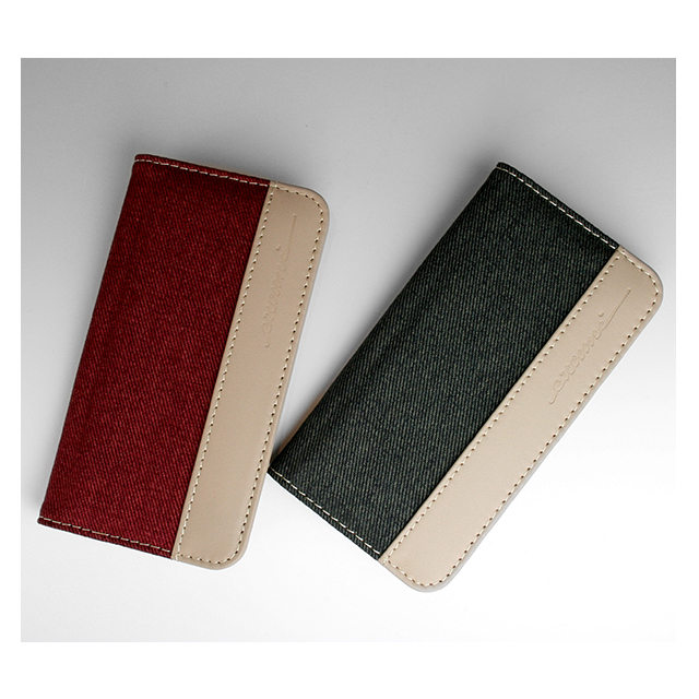 【iPhone6s/6 ケース】Fashion Wallet Twilled Denim Greenサブ画像