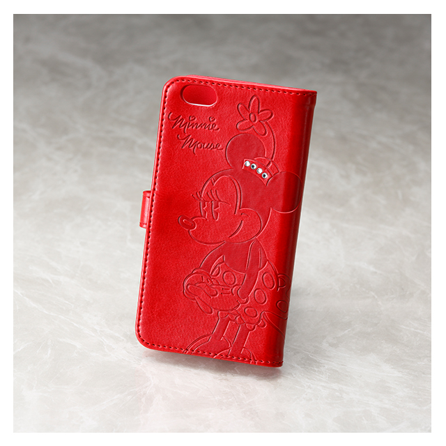 【iPhone6s/6 ケース】石付きエンボスBOOKケース (ミニー/赤)goods_nameサブ画像