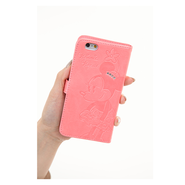 【iPhone6s/6 ケース】石付きエンボスBOOKケース (ミニー/ピンク)goods_nameサブ画像