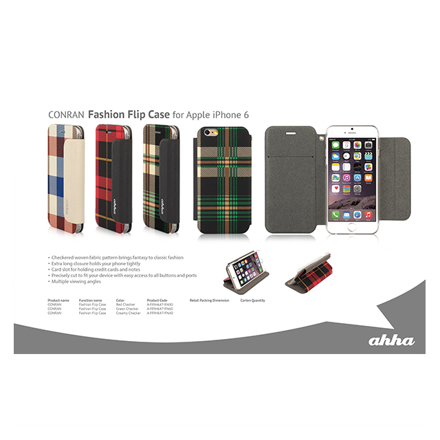 【iPhone6s/6 ケース】Fashion Flip Case CONRAN Red Checkerサブ画像