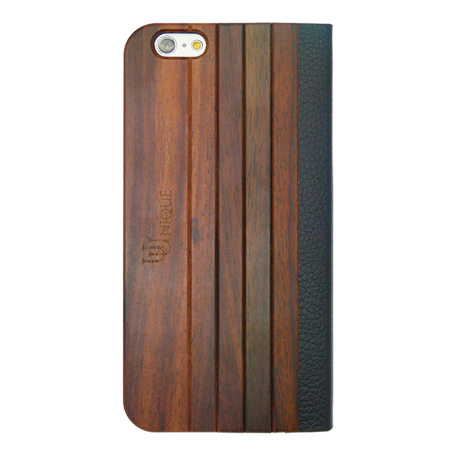 【iPhone6s/6 ケース】Wooden Case with Panel Design Black/Brownサブ画像