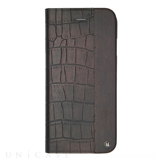 【iPhone6s/6 ケース】Wooden Case with Maxi Croc Brown