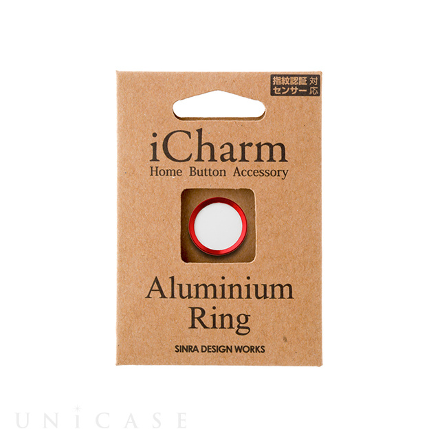 iCharm Home Button Accessory Aluminium Ring for iPhone ホワイト×レッド