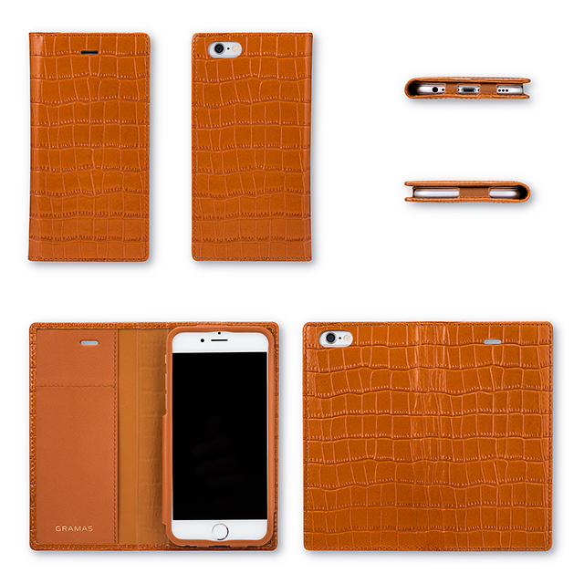 【iPhone6s/6 ケース】Croco Patterned Full Leather Case (Tan)goods_nameサブ画像