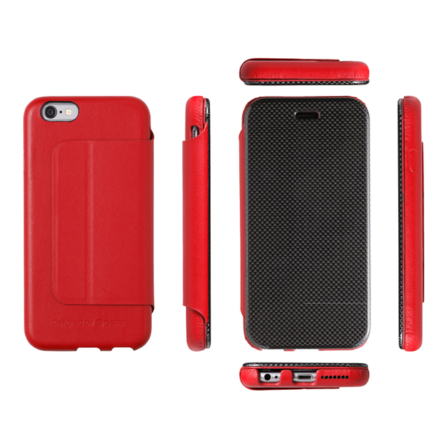 【iPhone6s/6 ケース】Carbon Fiber ＆ Leather Case Redサブ画像