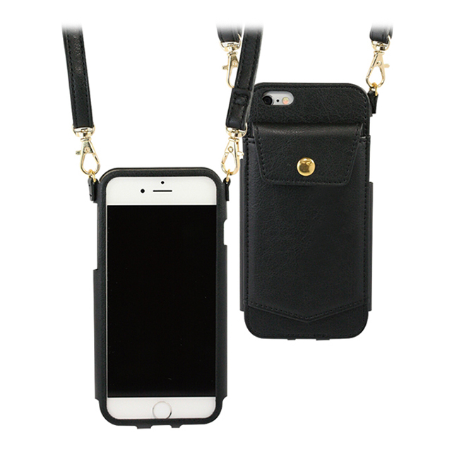 【iPhone6s/6 ケース】ロングベルト付きポシェット (ブラック)goods_nameサブ画像