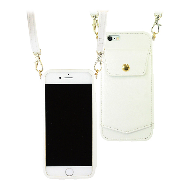 【iPhone6s/6 ケース】ロングベルト付きポシェット (ホワイト)goods_nameサブ画像