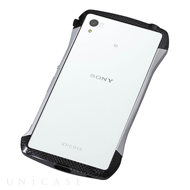 【XPERIA Z4 ケース】CLEAVE Carbon＆Aluminum Bumper “Hybrid” Silver