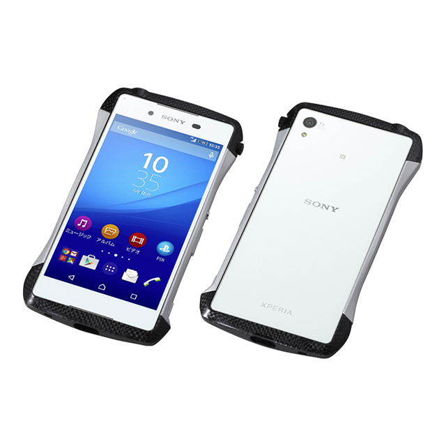 【XPERIA Z4 ケース】CLEAVE Carbon＆Aluminum Bumper “Hybrid” Silverサブ画像