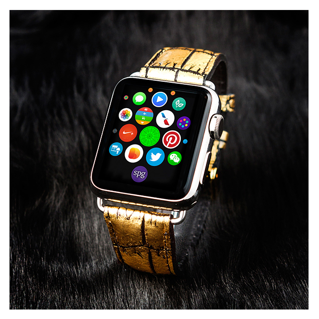 【Apple Watch バンド 40/38mm】クロコシリーズ (Gold Croco) for Apple Watch Series4/2/1サブ画像