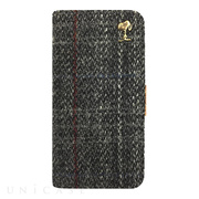 【iPhone6s/6 ケース】PEANUTS×Harris Tweed フリップケース (チェック[グレー])