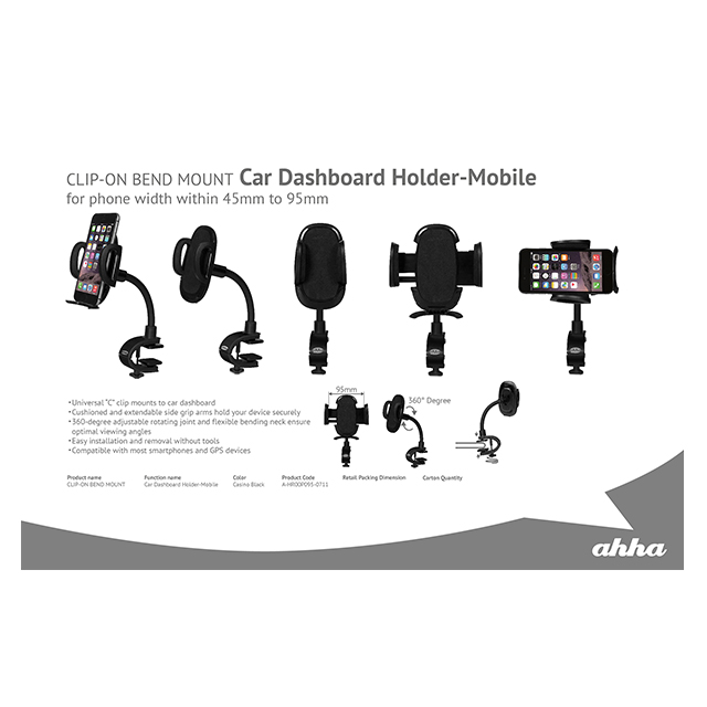 Car Dashboard Mount Holder Mobile CLIP-ON BEND MOUNT (Casino Black)サブ画像