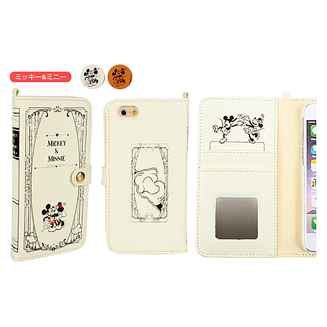 【iPhone6s/6 ケース】ディズニーキャラクター/Old Book Case (ミッキー＆ミニー/オフホワイト)サブ画像