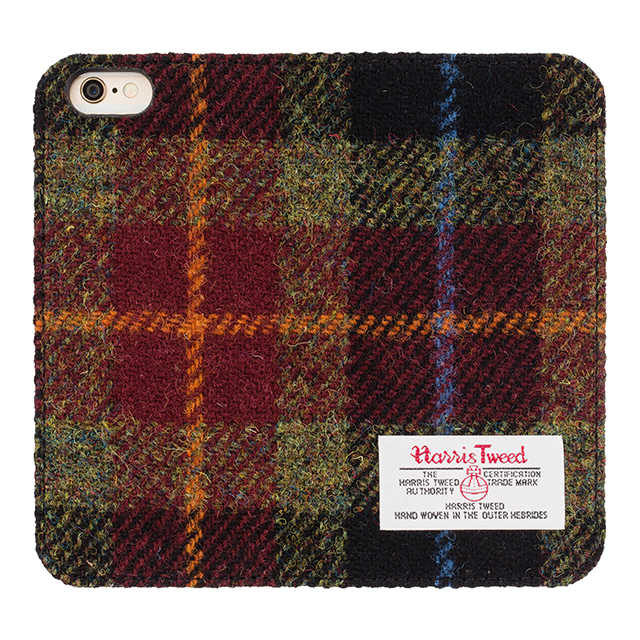 【iPhone6s/6 ケース】ファブリックカバー Harris Tweed (ボルドー・チェック)goods_nameサブ画像