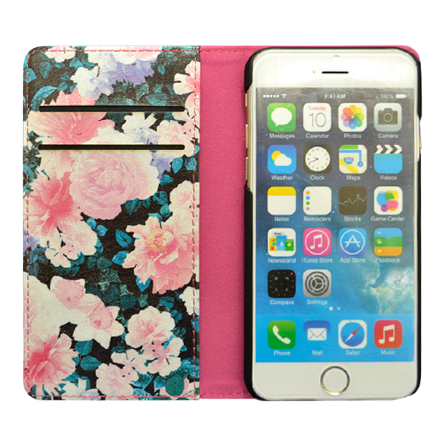 【iPhone6s/6 ケース】rienda 手帳型ケース 内プリント (ダブルローズ/VIVID PINK)goods_nameサブ画像