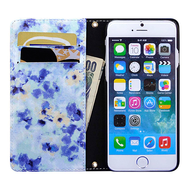 【iPhone6s/6 ケース】ROYAL PARTY 手帳型ケース 花総柄内側プリント (ブルー)goods_nameサブ画像