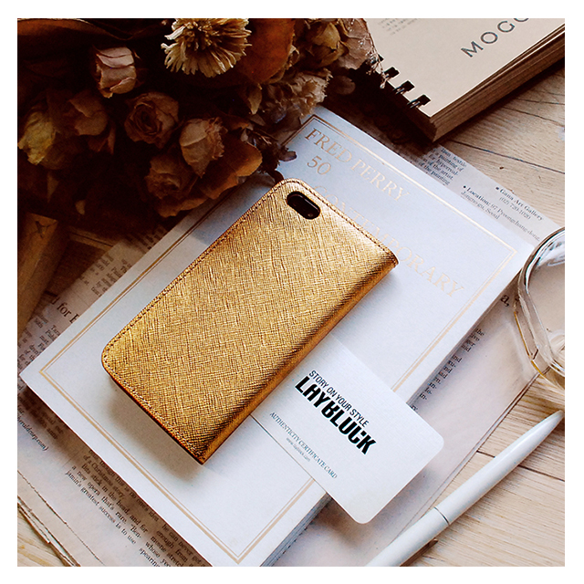 【iPhoneSE(第1世代)/5s/5 ケース】Saffiano Flip Case (ゴールド)goods_nameサブ画像