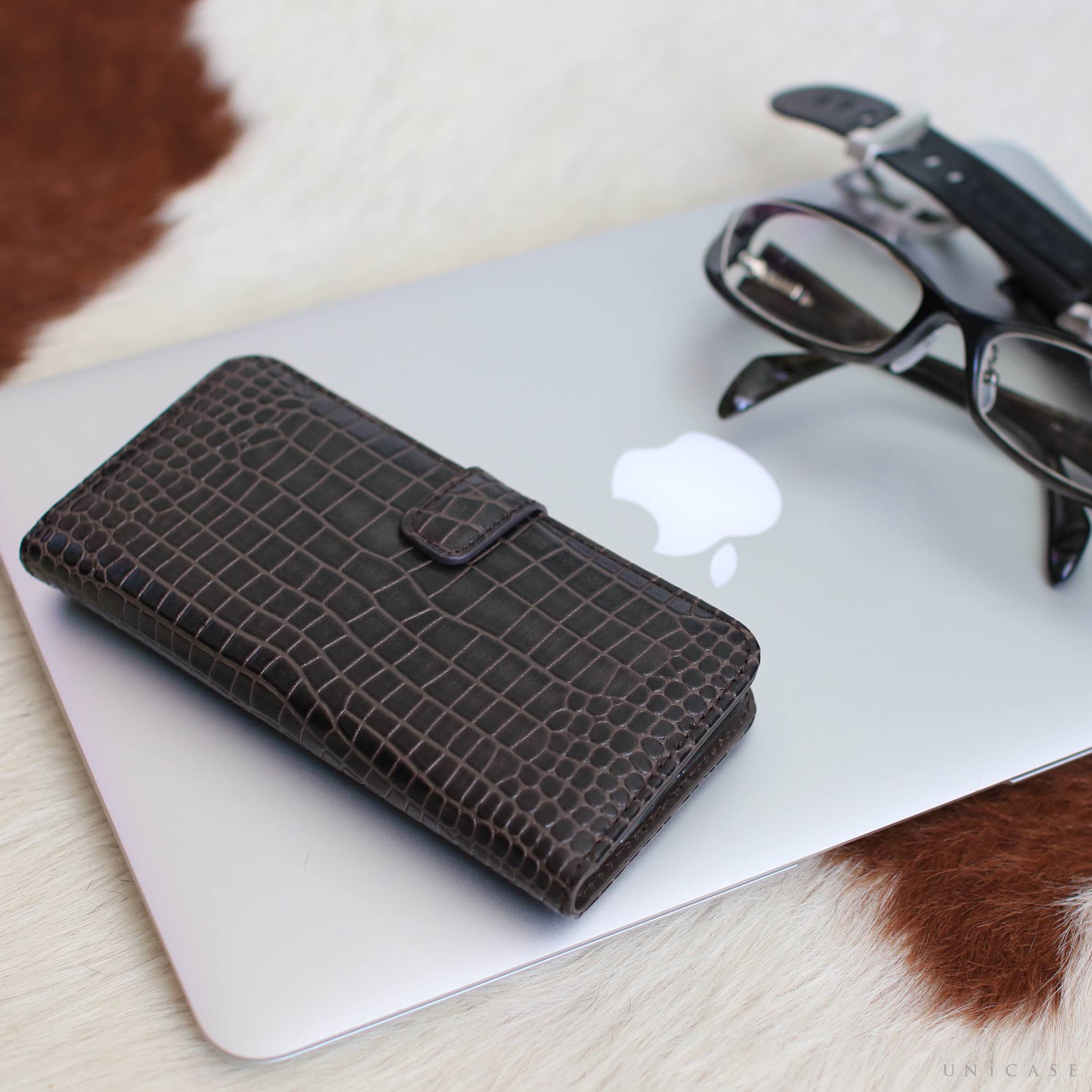 【iPhone6s/6 ケース】COWSKIN Diary Black×ALLIGATOR for iPhone6s/6サブ画像