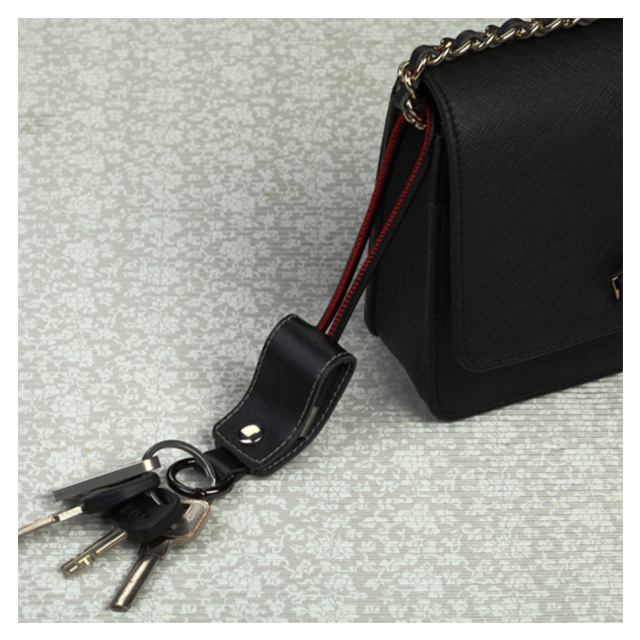 Leather MicroUSB Data Cable with Key Chain (Black)goods_nameサブ画像