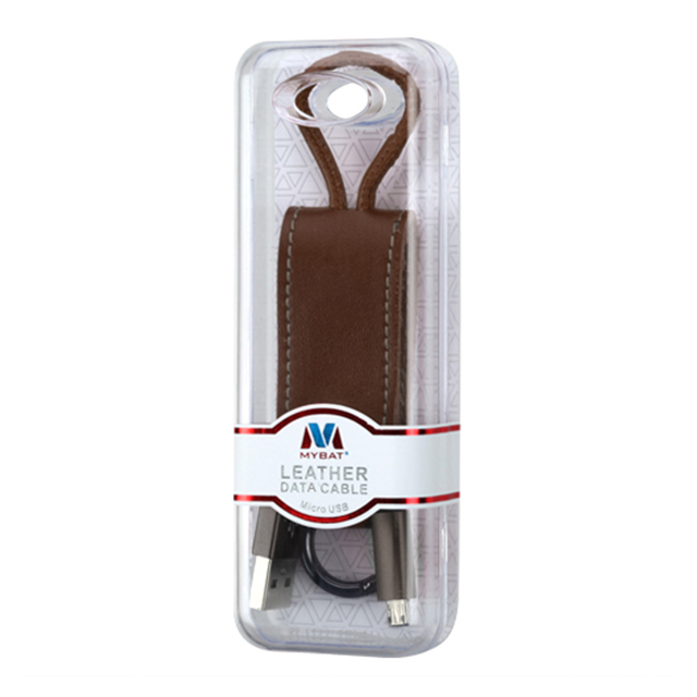 Leather MicroUSB Data Cable with Key Chain (Brown)サブ画像