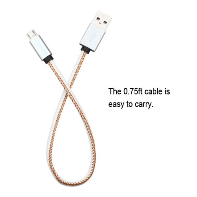 Leather MicroUSB Data Cable with Key Chain (White)goods_nameサブ画像