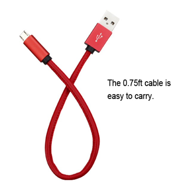 Leather MicroUSB Data Cable with Key Chain (Red)goods_nameサブ画像