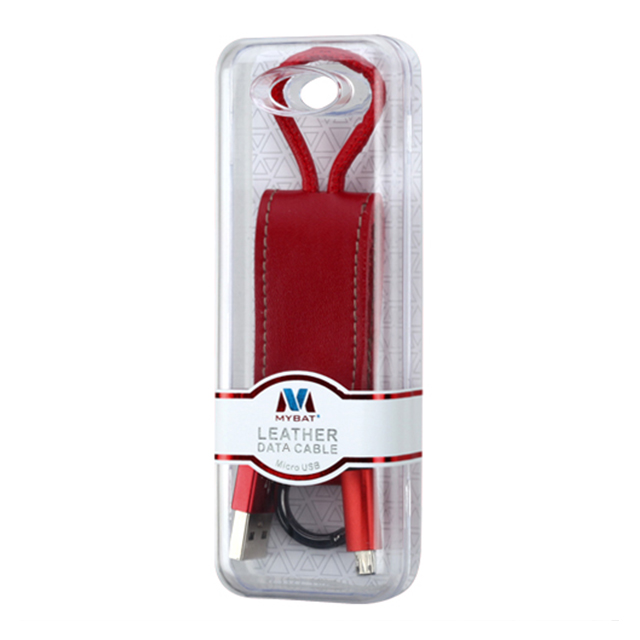 Leather MicroUSB Data Cable with Key Chain (Red)goods_nameサブ画像