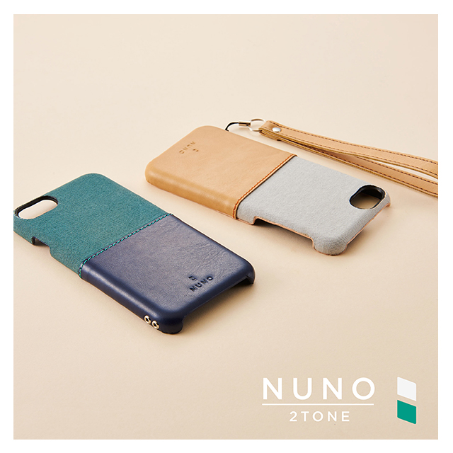 【iPhoneSE(第3/2世代)/8/7/6s/6 ケース】NUNO ファブリックケース (2トーン/グリーン×ネイビー)サブ画像