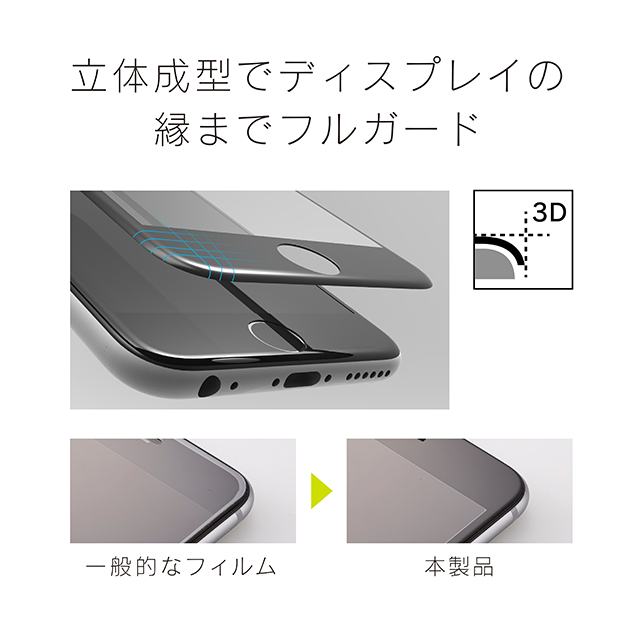 【iPhone7 Plus フィルム】FLEX 3D 立体成型フレームガラス (AR光反射/ブルーライト低減/ブラック)サブ画像