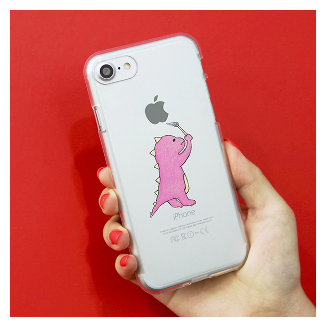 【iPhone7 ケース】ソフトクリアケース (お絵かきザウルス/ピンク)サブ画像