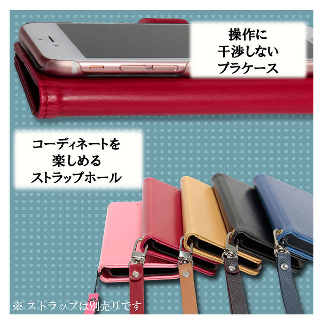 【iPhone8/7 ケース】gufo 手帳型ケース サイドマグネット (サーモンピンク)サブ画像